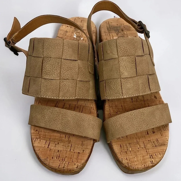 KORKS Fraya Brown Tan Wedge Platform Sandals NEW Size 8 - Picture 1 of 11